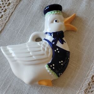 Ceramic Duck Wall Hanging Decor - White and Blue